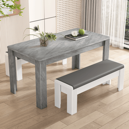 Mesa de jantar fixa retangular 116 cm de painel de partÃculas,cinza Mesa de jantar fixa retangular 116 cm de painel de partÃculas,cinza