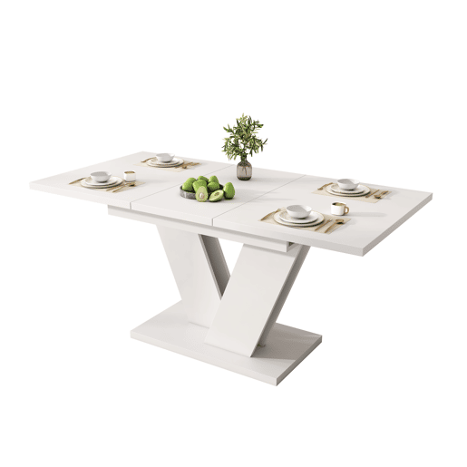 Mesa de jantar extensível retangular 120-160máx cm de mdf,branco Mesa de jantar extensível retangular 120-160máx cm de mdf,branco