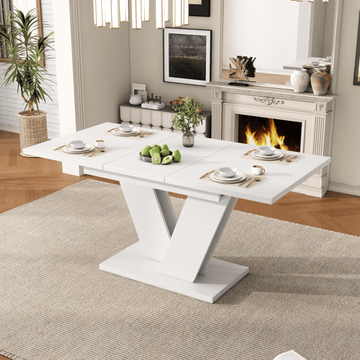 Mesa de jantar extensível retangular 120-160máx cm de mdf,branco Mesa de jantar extensível retangular 120-160máx cm de mdf,branco