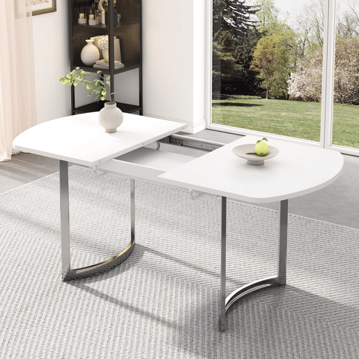 Mesa de jantar extensível oval 140-180máx cm de mdf,branco Mesa de jantar extensível oval 140-180máx cm de mdf,branco