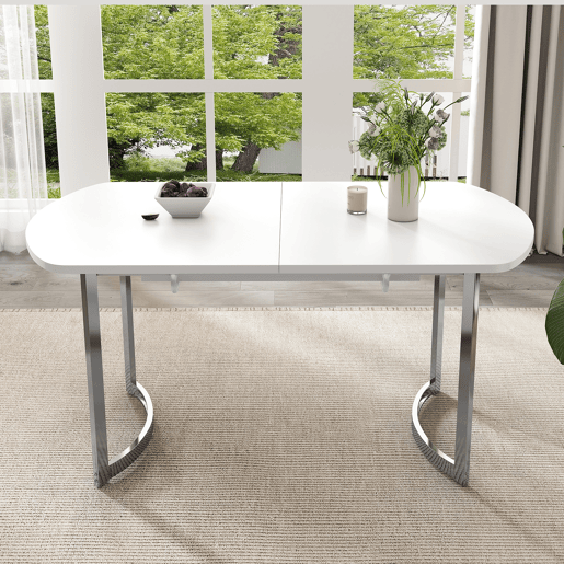 Mesa de jantar extensível oval 140-180máx cm de mdf,branco Mesa de jantar extensível oval 140-180máx cm de mdf,branco