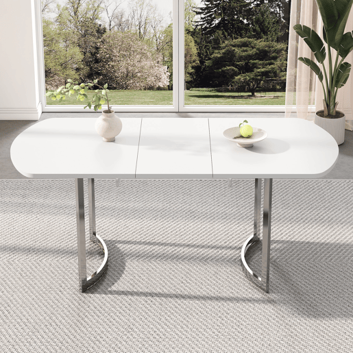 Mesa de jantar extensível oval 140-180máx cm de mdf,branco Mesa de jantar extensível oval 140-180máx cm de mdf,branco