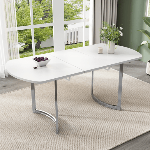 Mesa de jantar extensível oval 140-180máx cm de mdf,branco Mesa de jantar extensível oval 140-180máx cm de mdf,branco