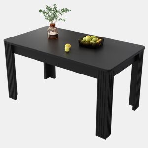 Mesa de jantar fixa retangular 116 cm de painel de partículas,preto
