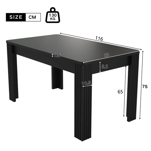 Mesa de jantar fixa retangular 116 cm de painel de partÃculas,preto Mesa de jantar fixa retangular 116 cm de painel de partÃculas,preto