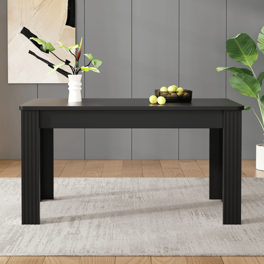 Mesa de jantar fixa retangular 116 cm de painel de partÃculas,preto Mesa de jantar fixa retangular 116 cm de painel de partÃculas,preto