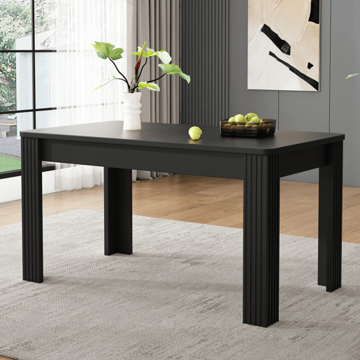 Mesa de jantar fixa retangular 116 cm de painel de partÃculas,preto Mesa de jantar fixa retangular 116 cm de painel de partÃculas,preto