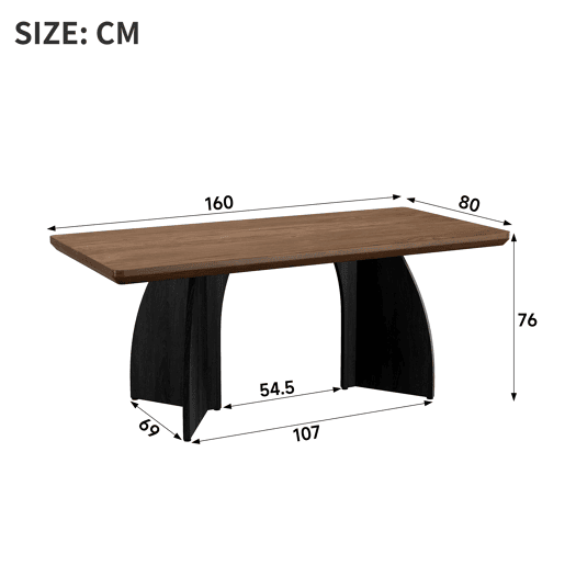 Mesa de jantar fixa retangular 160 cm de mdf,noz Mesa de jantar fixa retangular 160 cm de mdf,noz