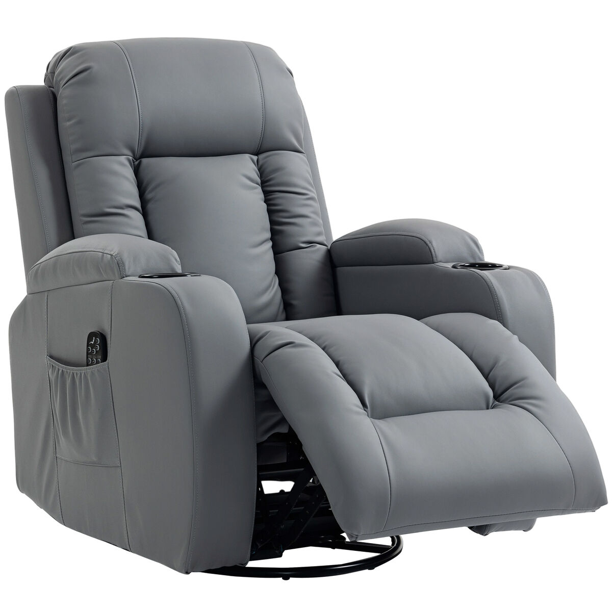 Sillón de masaje giratorio sillón relax reclinable con 8 puntos de masaje función de calefacción 82x99x103 cm gris