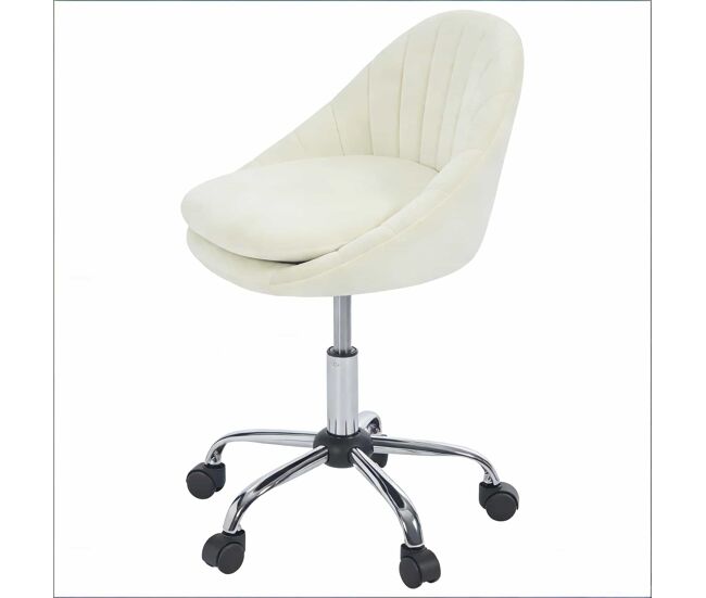 Silla de oficina 47,5x52x82 cm - diseño moderno tapizada para maquillaje y hogar - beige
