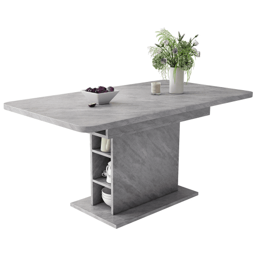 Mesa de jantar extensível retangular 110-130máx cm de painel de partículas,cinza Mesa de jantar extensível retangular 110-130máx cm de painel de partículas,cinza