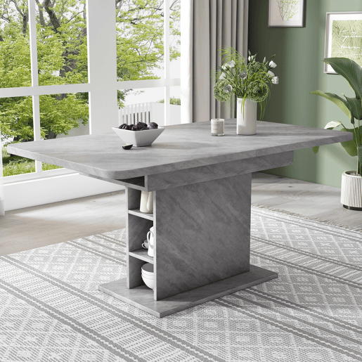 Mesa de jantar extensível retangular 110-130máx cm de painel de partículas,cinza Mesa de jantar extensível retangular 110-130máx cm de painel de partículas,cinza