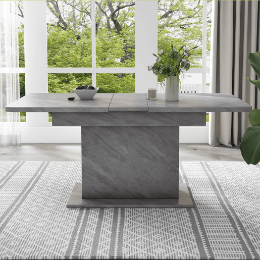 Mesa de jantar extensível retangular 110-130máx cm de painel de partículas,cinza Mesa de jantar extensível retangular 110-130máx cm de painel de partículas,cinza