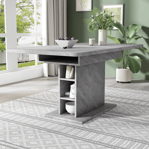 Mesa de jantar extensível retangular 110-130máx cm de painel de partículas,cinza Mesa de jantar extensível retangular 110-130máx cm de painel de partículas,cinza