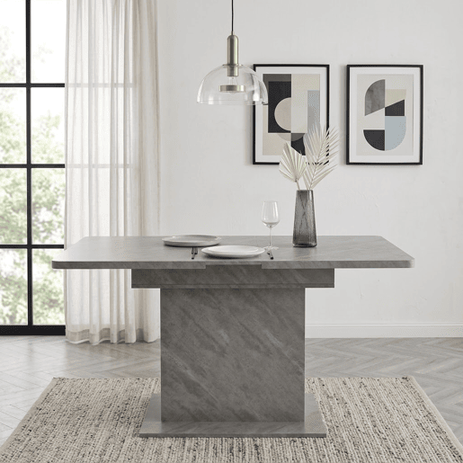 Mesa de jantar extensível retangular 110-130máx cm de painel de partículas,cinza Mesa de jantar extensível retangular 110-130máx cm de painel de partículas,cinza