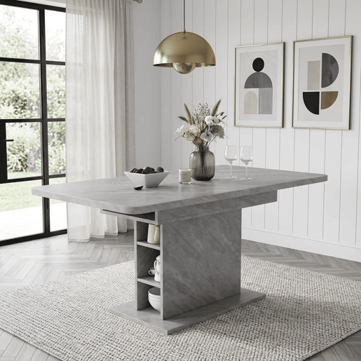 Mesa de jantar extensível retangular 110-130máx cm de painel de partículas,cinza Mesa de jantar extensível retangular 110-130máx cm de painel de partículas,cinza