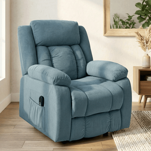 Poltrona elétrica reclinável com porta USB, controle remoto, assento amplo e apoio para os pés - Azul Poltrona elétrica reclinável com porta USB, controle remoto, assento amplo e apoio para os pés - Azul