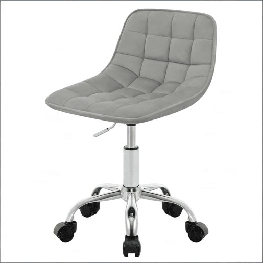Cadeira de escritório 43x43x67,5 cm - ergonómica, estofada e confortável para maquilhagem - cinzento claro