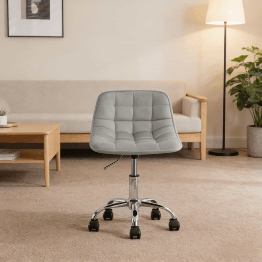 Cadeira de escritório 43x43x67,5 cm - ergonómica, estofada e confortável para maquilhagem - cinzento claro