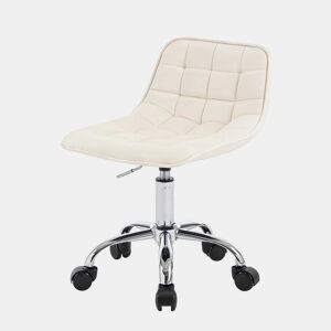 Cadeira de escritório 43x43x67,5 cm - confortável e multifuncional para maquilhagem e salão de beleza - branco creme