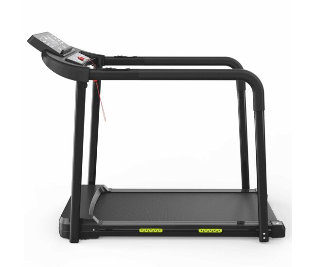 Cinta de correr para mayores - estructura segura con pasamanos largos, pantalla led grande, app, capacidad 135 kg - negro