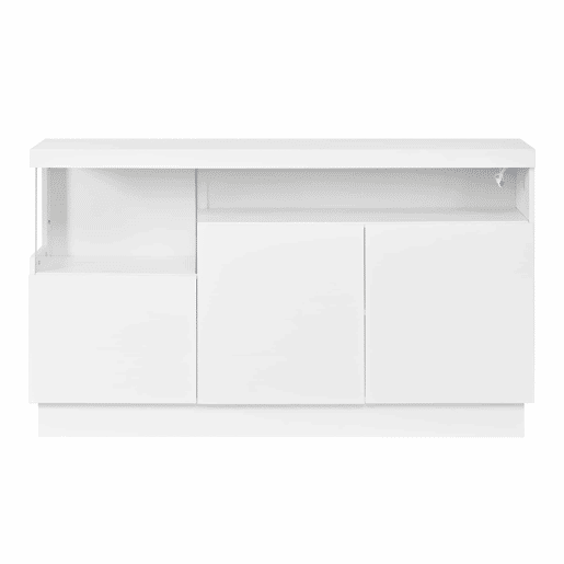 Aparador sem dimensões especificadas - Iluminação LED com controlo por aplicação, compartimentos em acrílico, armário de arrumação para sala de estar, design moderno - Branco