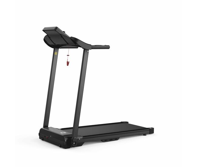 Cinta de correr eléctrica - hasta 12 km/h, pantalla led, app y soporte para tablet, compacta para hogar y oficina - negro