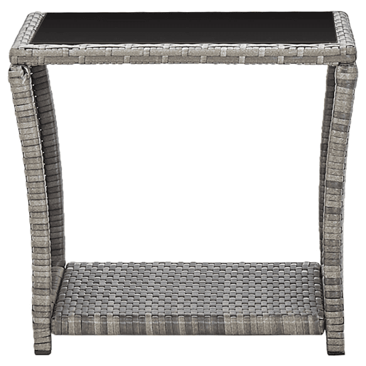 Mesa de Centro, Mesa baixa, 45x45x40 cm vime PE e vidro cinzento Mesa de Centro, Mesa baixa, 45x45x40 cm vime PE e vidro cinzento