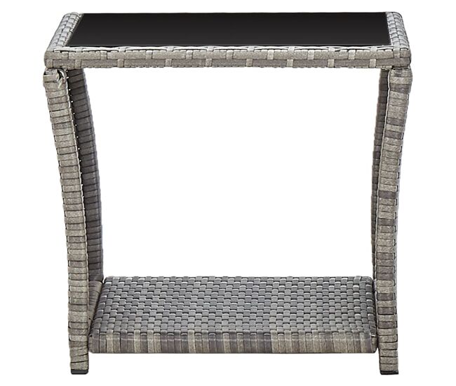 Mesa de café - mesa de centro de ratán sintético y vidrio gris 45x45x40 cm