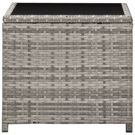 Mesa de Centro, Mesa baixa, 45x45x40 cm vime PE e vidro cinzento Mesa de Centro, Mesa baixa, 45x45x40 cm vime PE e vidro cinzento