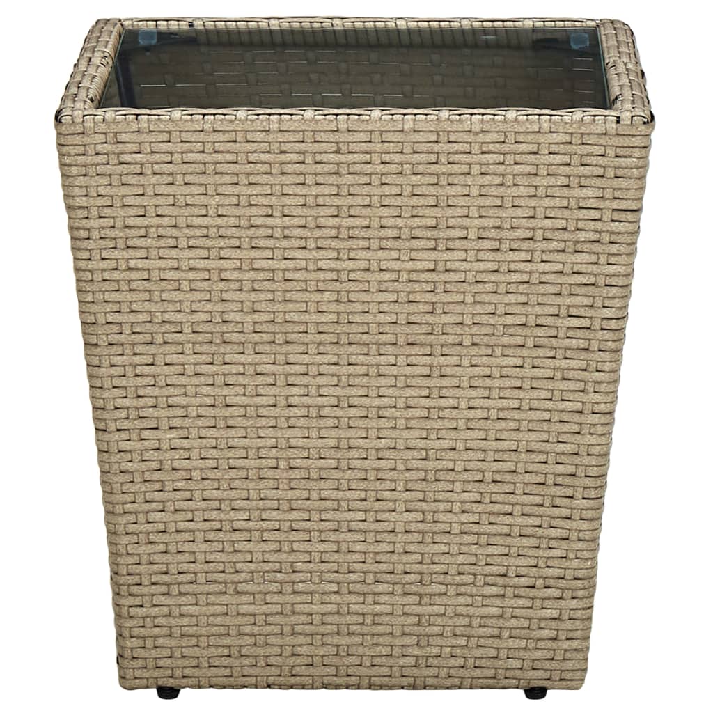 Mesa de café - mesa de centro de ratán pe vidrio templado beige 41,5x41,5x44cm