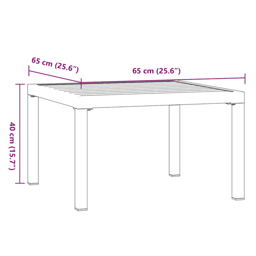 Mesa de Centro, Mesa baixa, para jardim 65x65x40 cm alumínio preto