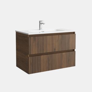 Móvel KIRA Nogueira 70cm 2 gavetas lavatório 1 cuba Porcelana|70x45x54