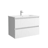 Móvel KIRA branco fosco 80cm 2 gavetas lavatório 1 cuba Porcelana|80x45x54