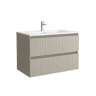 Móvel KIRA Cinza fosco 80cm 2 gavetas lavatório 1 cuba Porcelana|80x45x54