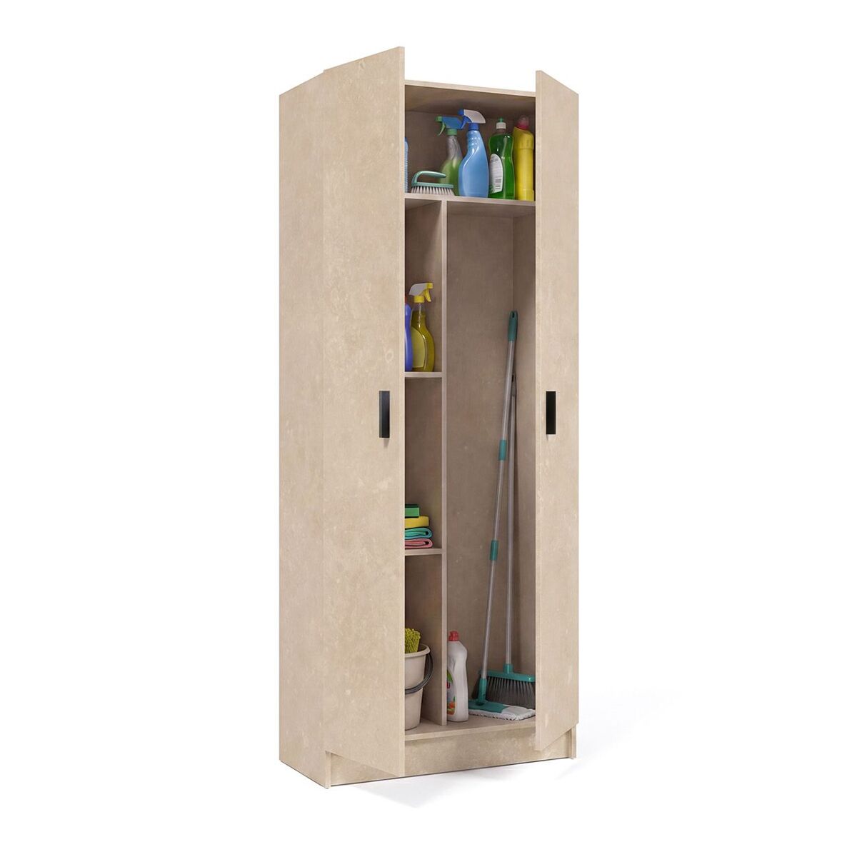 Armario de 2 puertas en efecto microcemento beige 73x180 cm multi useful 73