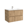 Móvel KIRA Carvalho 60cm 2 gavetas lavatório 1 cuba Porcelana|60x45x54