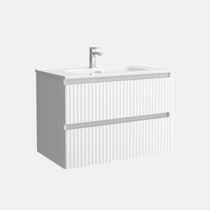 Móvel KIRA branco fosco 100cm 2 gavetas lavatório 1 cuba Porcelana|100x45x54