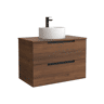 Móvel LENI Nogueira 80cm 2 gavetas lavatório sobre bancada 1 cuba Porcelana|80x45x54