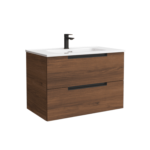 Móvel LENI Nogueira 60cm 2 gavetas lavatório 1 cuba Porcelana|60x45x54 Móvel LENI Nogueira 60cm 2 gavetas lavatório 1 cuba Porcelana|60x45x54