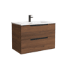 Móvel LENI Nogueira 60cm 2 gavetas lavatório 1 cuba Porcelana|60x45x54