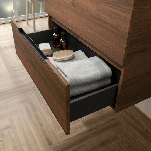 Móvel LENI Nogueira 60cm 2 gavetas lavatório 1 cuba Porcelana|60x45x54 Móvel LENI Nogueira 60cm 2 gavetas lavatório 1 cuba Porcelana|60x45x54