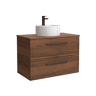 Móvel RUNA Nogueira 60cm 2 gavetas lavatório sobre bancada 1 cuba Porcelana|60x45x54