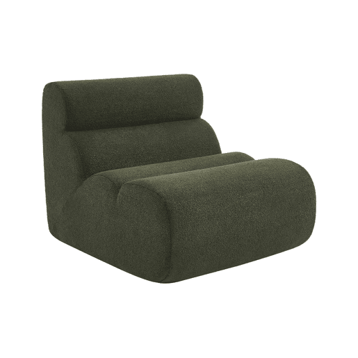 Módulo para sofá em tecido bouclé com pufe embalados a vácuo, Nova bouclé, Verde caqui, 81x99x75 cm Módulo para sofá em tecido bouclé com pufe embalados a vácuo, Nova bouclé, Verde caqui, 81x99x75 cm