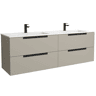 Móvel LENI Cinza fosco 160cm 4 gavetas lavatório Vilna 2 cubas Solid Surface|160x45x54