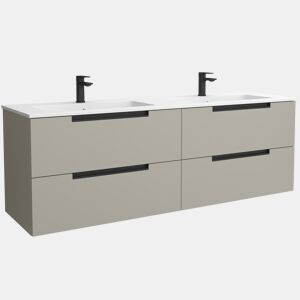 Móvel LENI Cinza fosco 160cm 4 gavetas lavatório Vilna 2 cubas Solid Surface|160x45x54