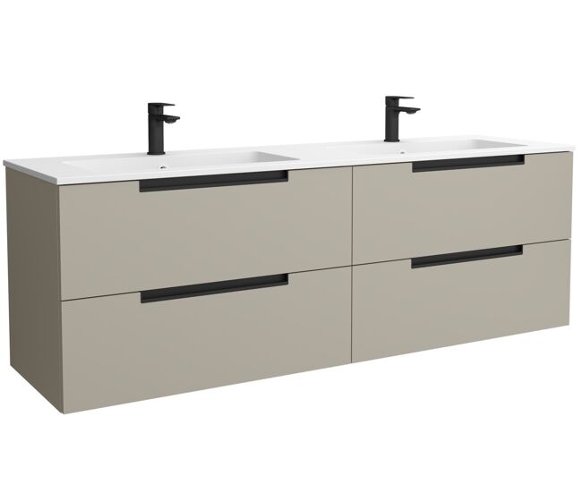 Mueble de baño leni 160cm gris mate 4 cajones + lavabo 2 pozas solid surface