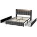 Cama adulto estilo escandinavo, 4 cajones, LED, USB/Tipo C 164x220 Cama adulto estilo escandinavo, 4 cajones, LED, USB/Tipo C 164x220 Beige