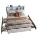 Cama tapizada adulto, LED, USB, 4 cajones y somier láminas 162x217 Cama tapizada adulto, LED, USB, 4 cajones y somier láminas 162x217 Beige