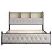 Cama tapizada adulto, LED, USB, 4 cajones y somier láminas 162x217 Cama tapizada adulto, LED, USB, 4 cajones y somier láminas 162x217 Beige